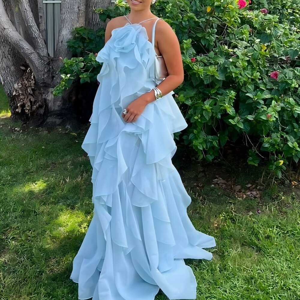 AJE Pandorea Layered Maxi Dress--Silver blue